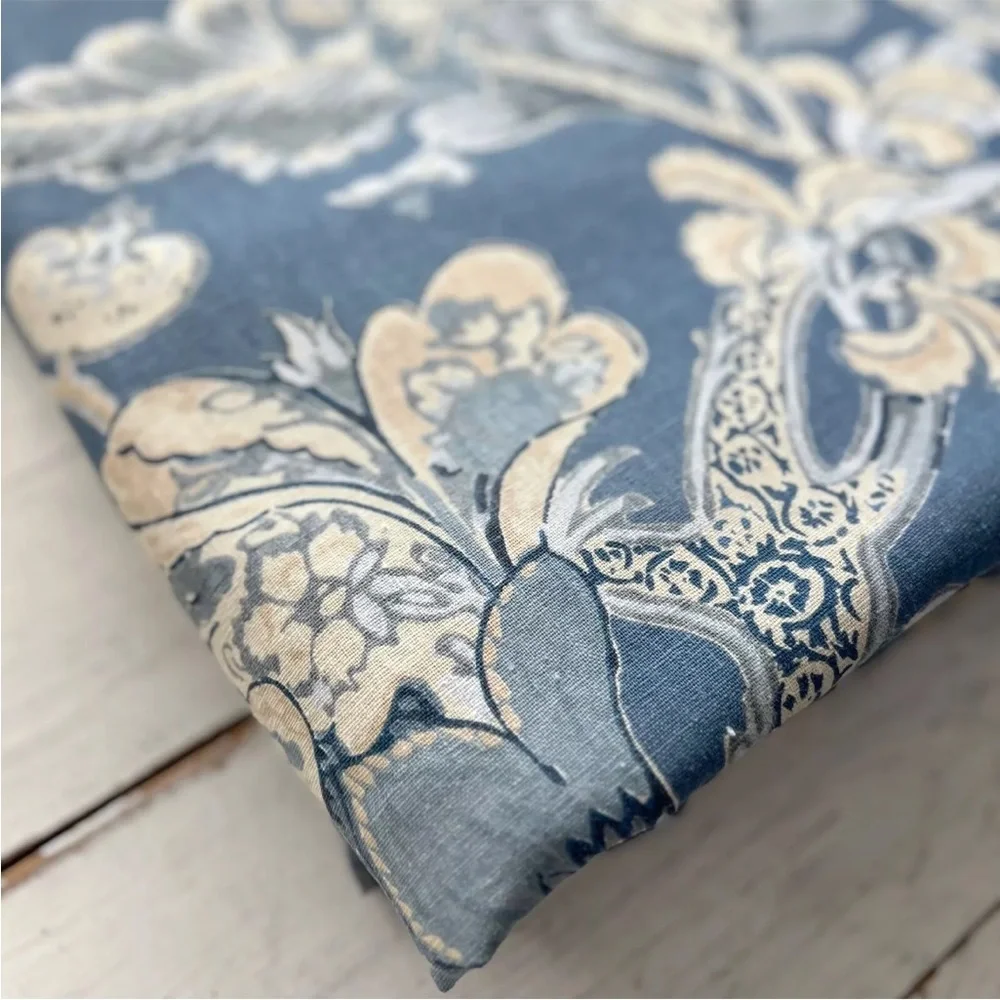 Pottery Barn Bristol Palampore Floral FULL/QUEEN Duvet Cover Blue Cream Linen PB
